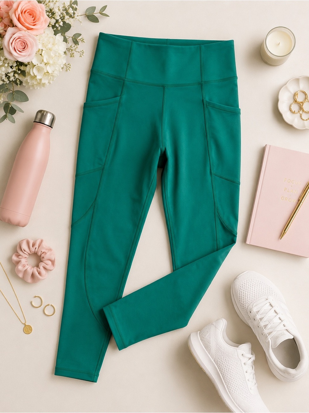NWT Threads 4 Thought ReActive Pocket High-Rise 7/8 Leggings Green Size Large